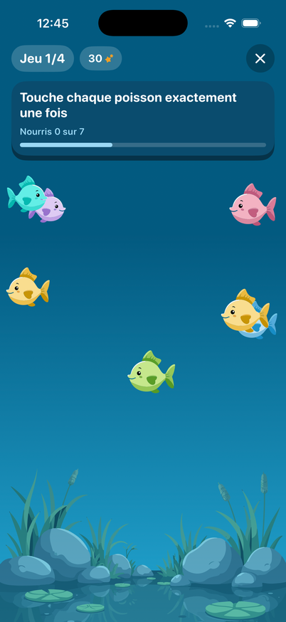 Un exercice en cours : des poissons dans l'eau